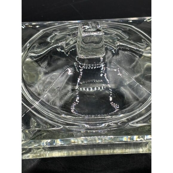 Vintage MCM Square Heavy Crystal Glass Covered Candy Dish Mid Century 6x6x4 - Picture 16 of 16